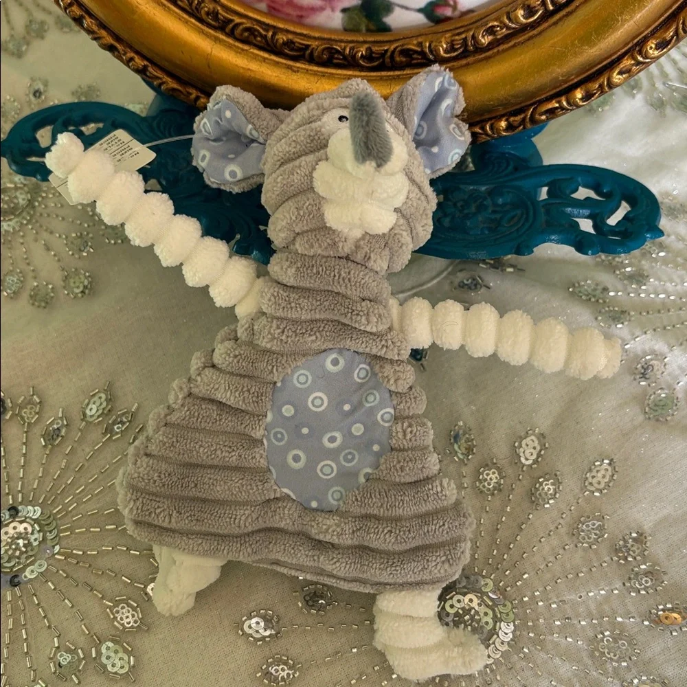 Gray and White Elephant Plush Toy